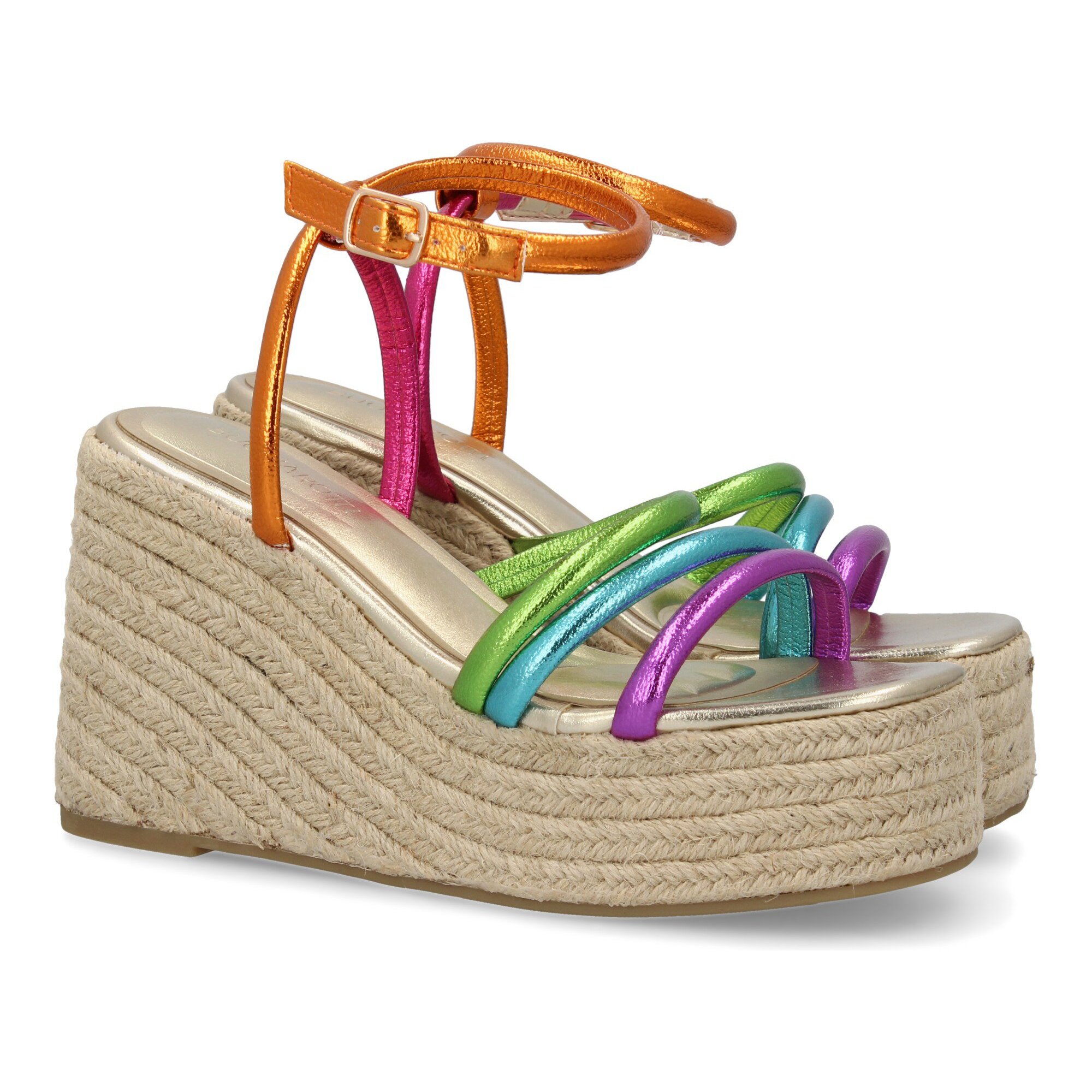 Sandalia de cuña de yute para mujer, diseño comodo y elegante con tiras cruzadas en la pala