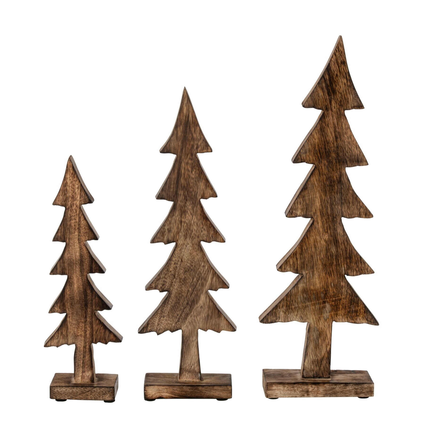 J-Line Set de 3 pins sur base brillants - bois de manguier - vert/naturel