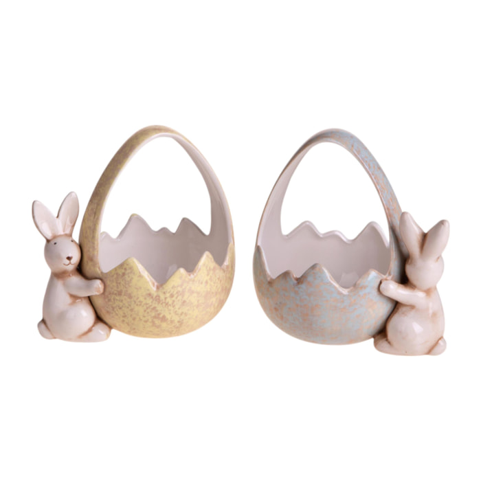 Set 2 cestini con coniglio - Colore Assortite - 15xH17,5x17cm - Bianchi Dino