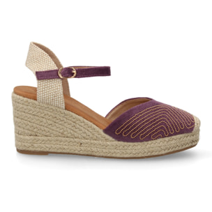 Alpargata valenciana cuña con adornos metálicos para mujer