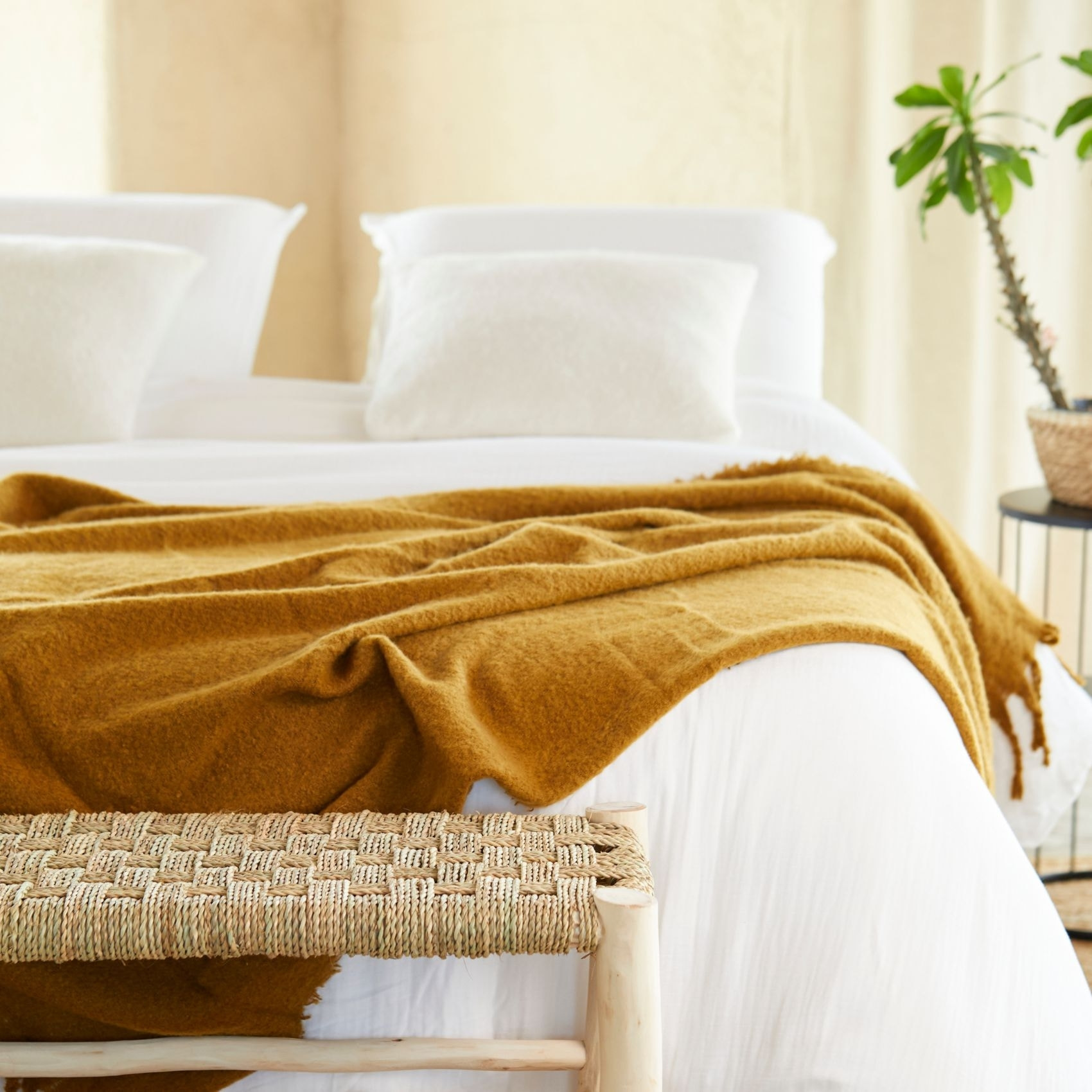 Parure de lit en gaze de coton - Blanc