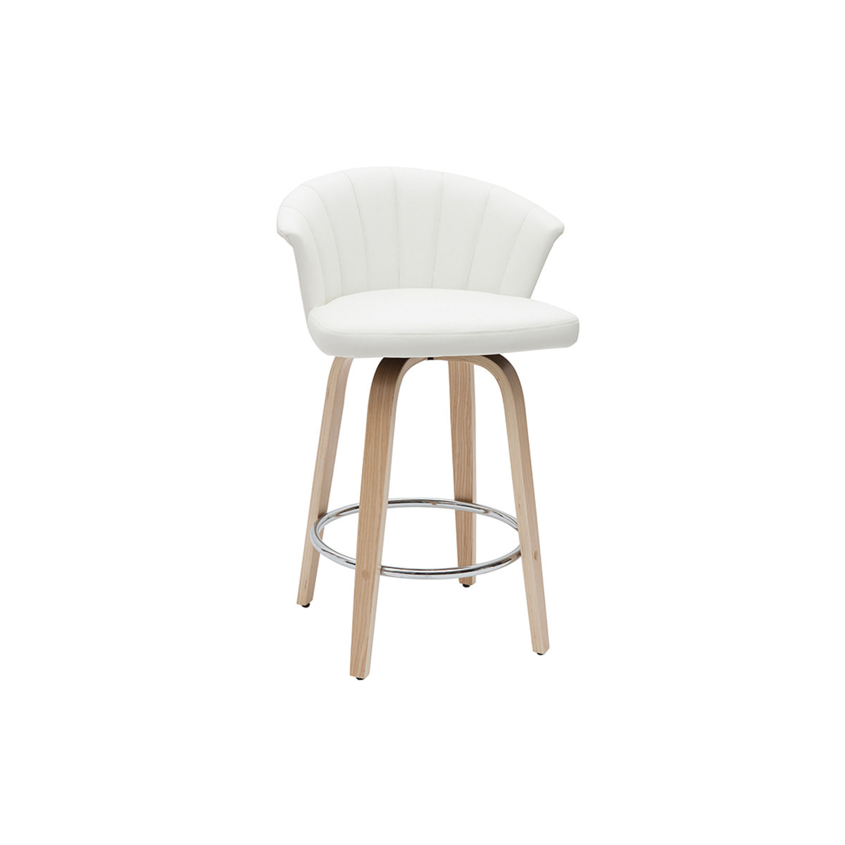 Tabouret de bar design pivotant blanc et bois clair H65cm ALBIN