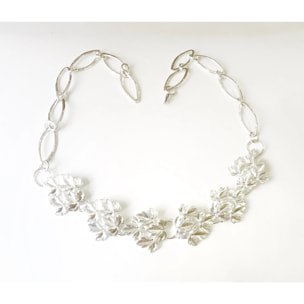 Cinturón cadena plata chapado hojas plata ajustable