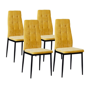 Pack 4 sedie soggiorno in tessuto giallo - Milano
