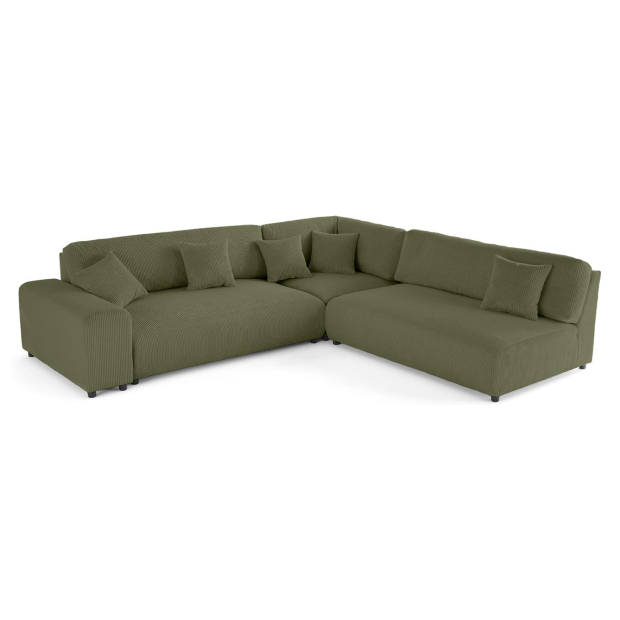 Garance - canapé modulable d'angle droit - 6 places - en velours côtelé - Vert