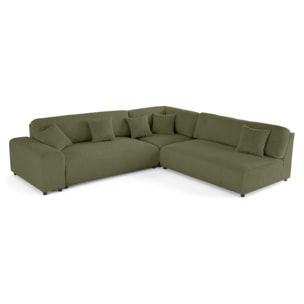 Garance - canapé modulable d'angle droit - 6 places - en velours côtelé - Vert