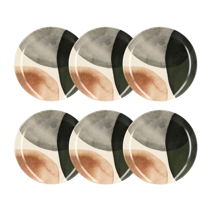 Lot de 6 assiettes plates en grès 26cm GAIA