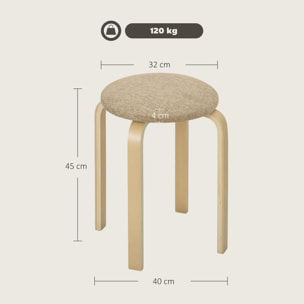 Juego de 4 Taburetes Apilables Redondos Taburetes Bajo de Cocina con Asiento Acolchado para Comedor Dormitorio Oficina Salón