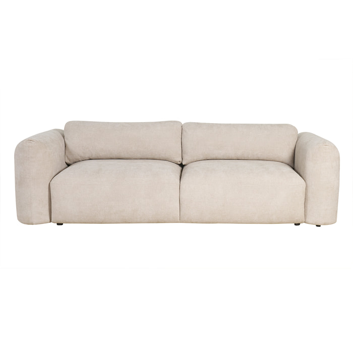 Canapé convertible avec coffre 4 places en tissu velours chenille beige CRUSH