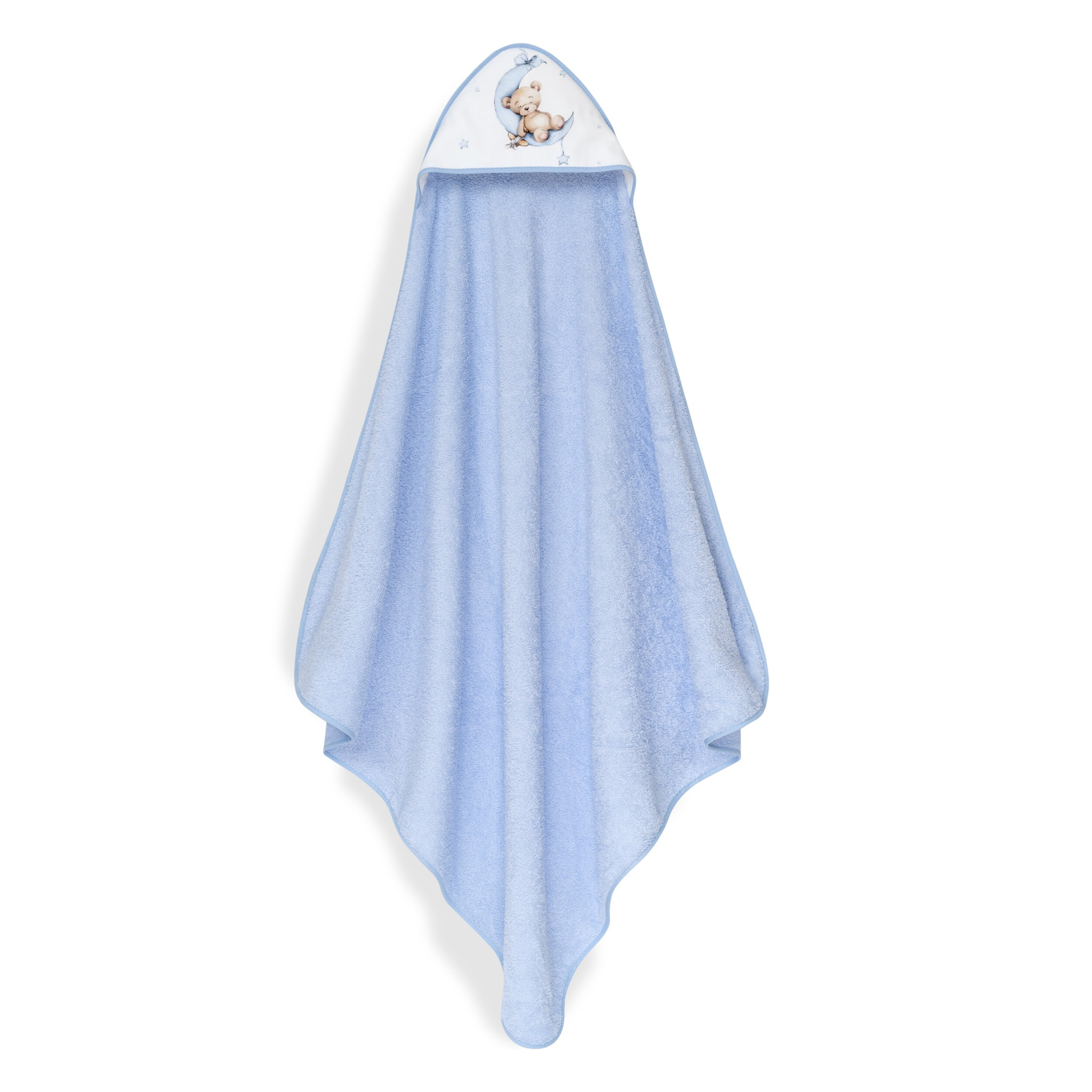 Capa Baño 1X1 Mod Estampado Oso Luna Estrellas+Gorro Azul
