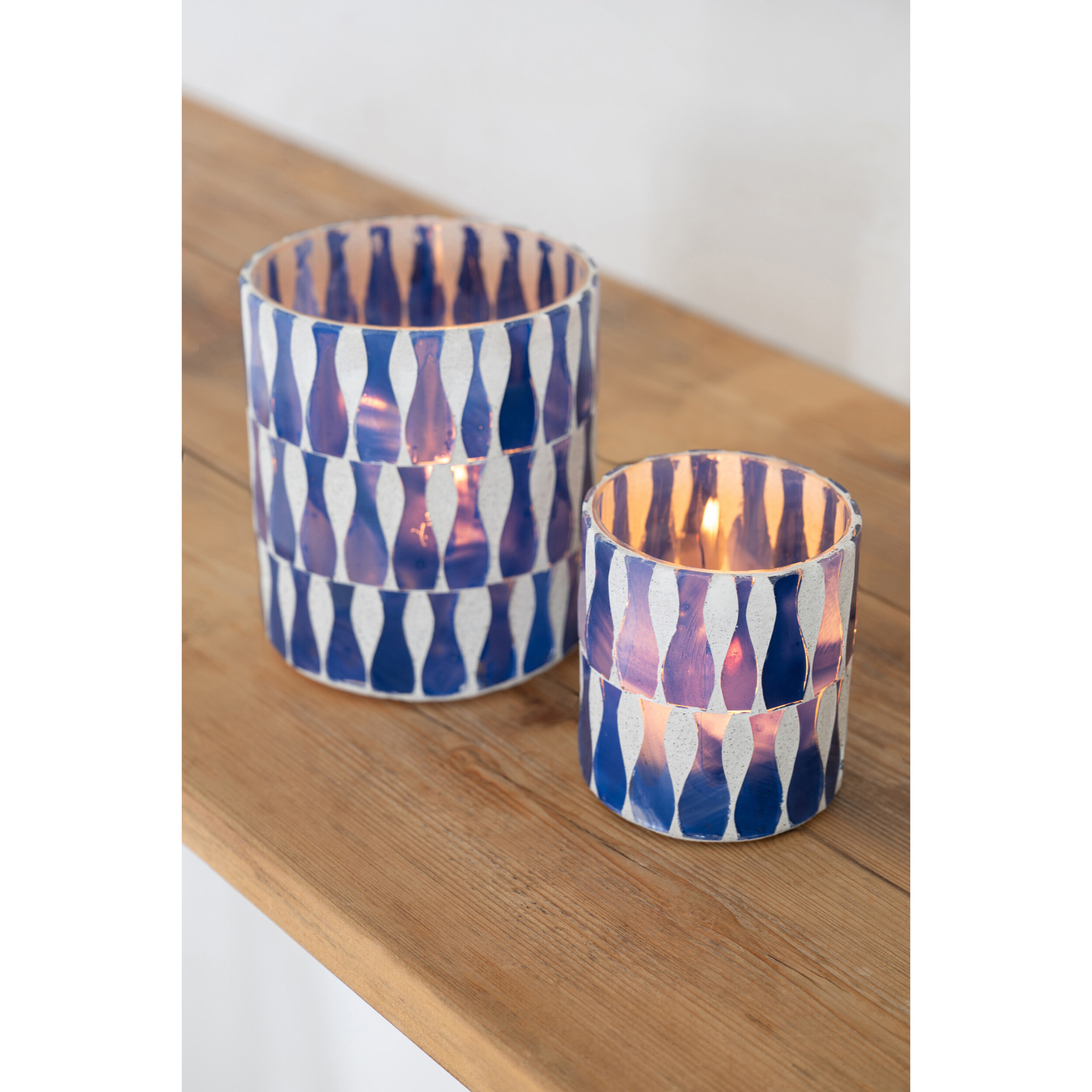 J-Line Chandelier - verre - bleu/blanc - medium