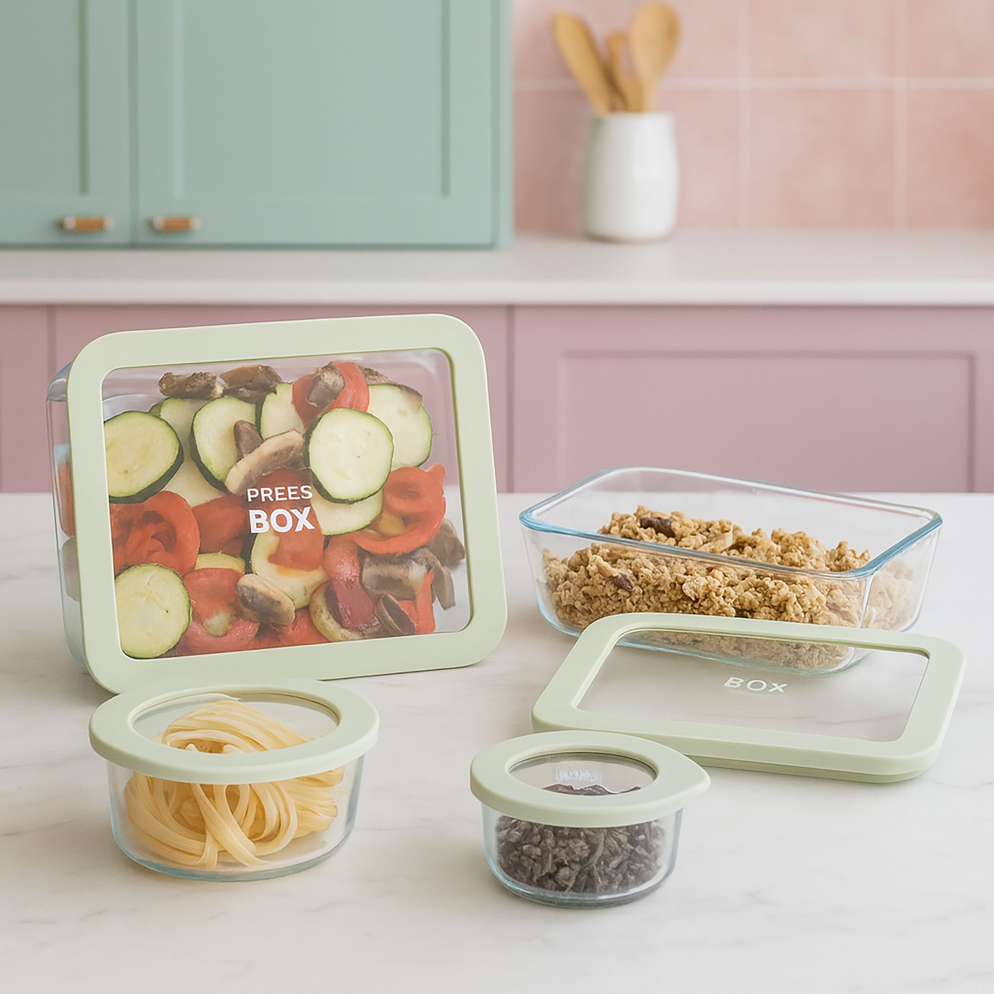 Boîte hermétique rectangulaire verte 2,6L PRESSBOX