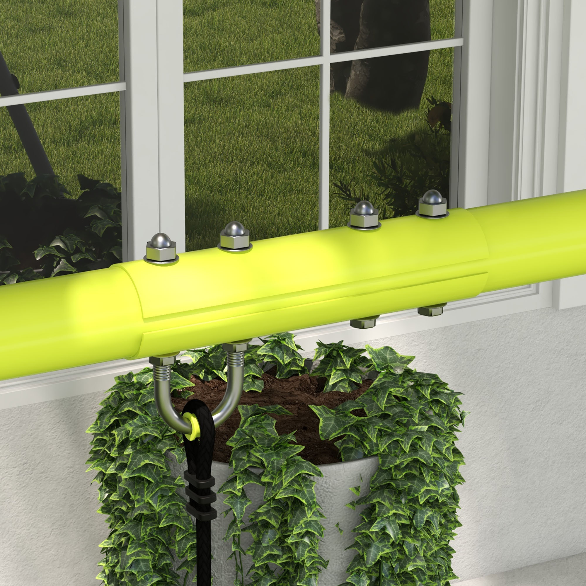 Balançoire 3 agrès portique 2 face à face et balançoire dim. 2,83L x 1,56l x 1,8H m métal époxy PE gris vert