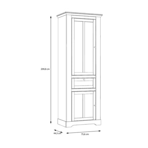 Vitrine en bois effet chêne clair blanchi L75cm - ILONA
