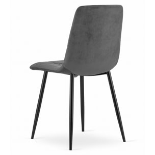 Set di 3 Sedie Kara in Velluto Grigio Antracite