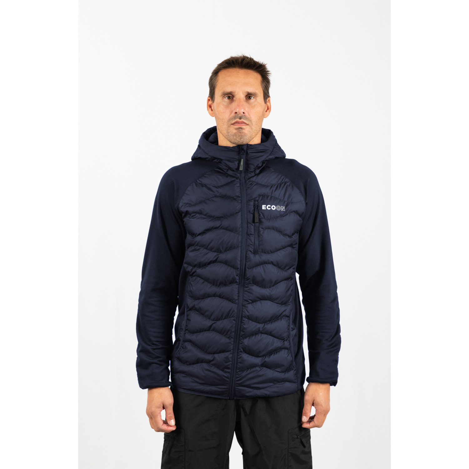 Abrigo para hombre ECOON ECOActive Hybrid Insulated Jacket with cap - Azul Marino