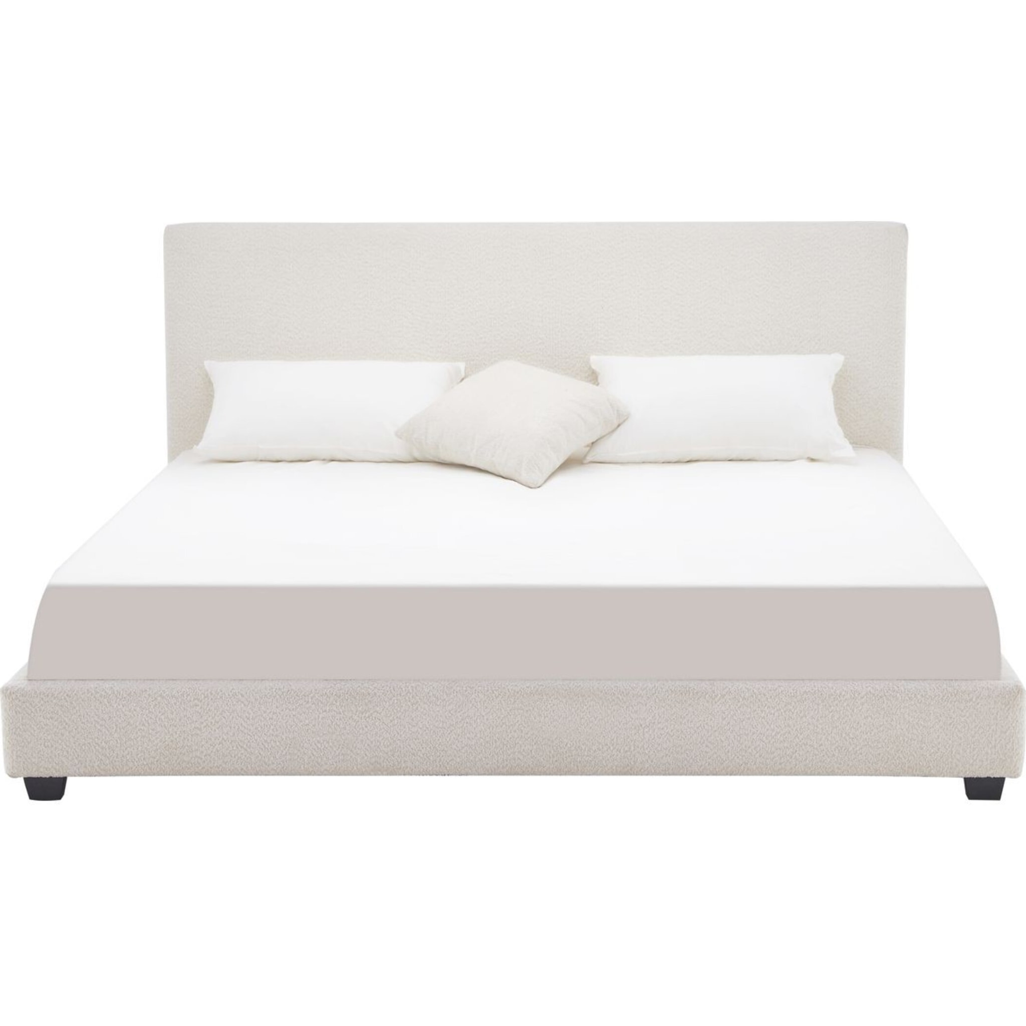 Lit avec tête de lit en tissu bouclé - WILLIAM