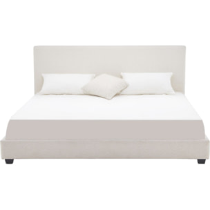 Lit avec tête de lit en tissu bouclé - WILLIAM