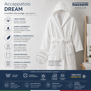 BASSETTI Accappatoio in spugna con cappuccio azzurro