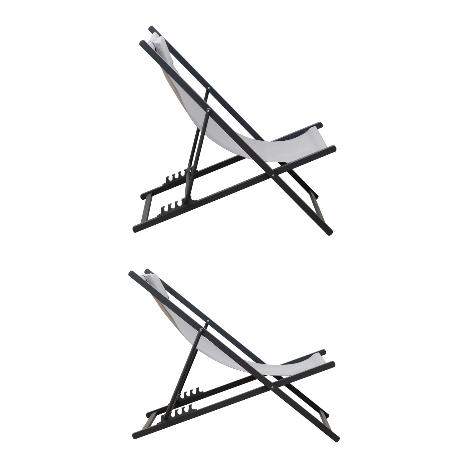 Lot de 2 chiliennes CYPRUS - textilène gris/structure anthracite