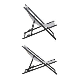 Lot de 2 chiliennes CYPRUS - textilène gris/structure anthracite