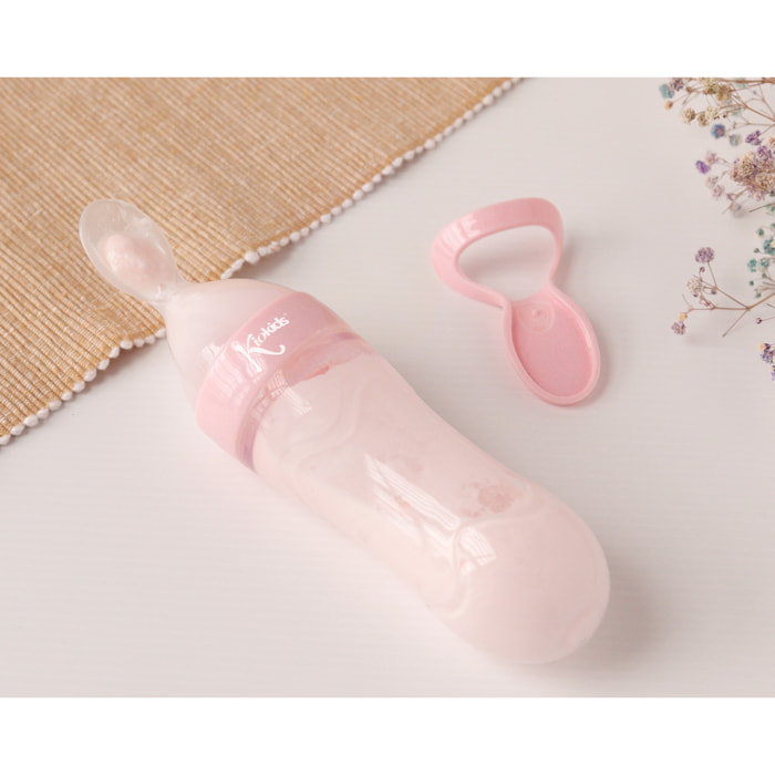 CUCHARA ALIMENTADORA PARA BEBÉS ROSA CLARO