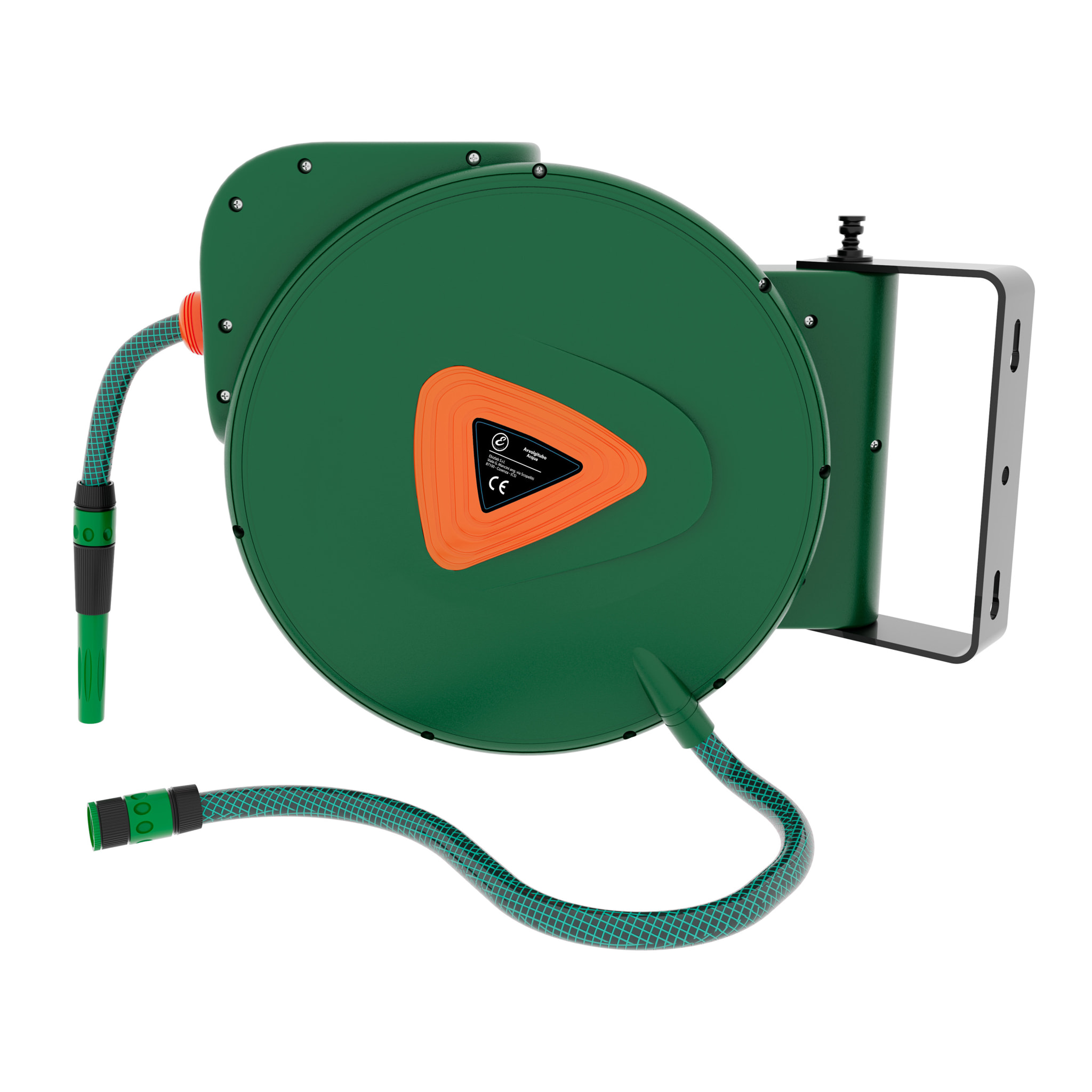 Avvolgitubo acqua con tubo da Giardinaggio Irrigazione Giardino Terrazzo Orto Riavvolgimento Automatico Rotazione 180° Fissaggio A Muro 20 mt Verde
