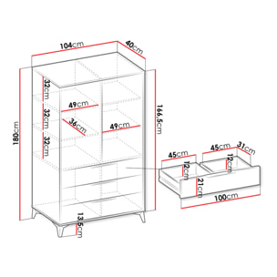 Boccioni - buffet haut - beige - 3 tiroirs et 2 portes - 104x180 cm - Beige