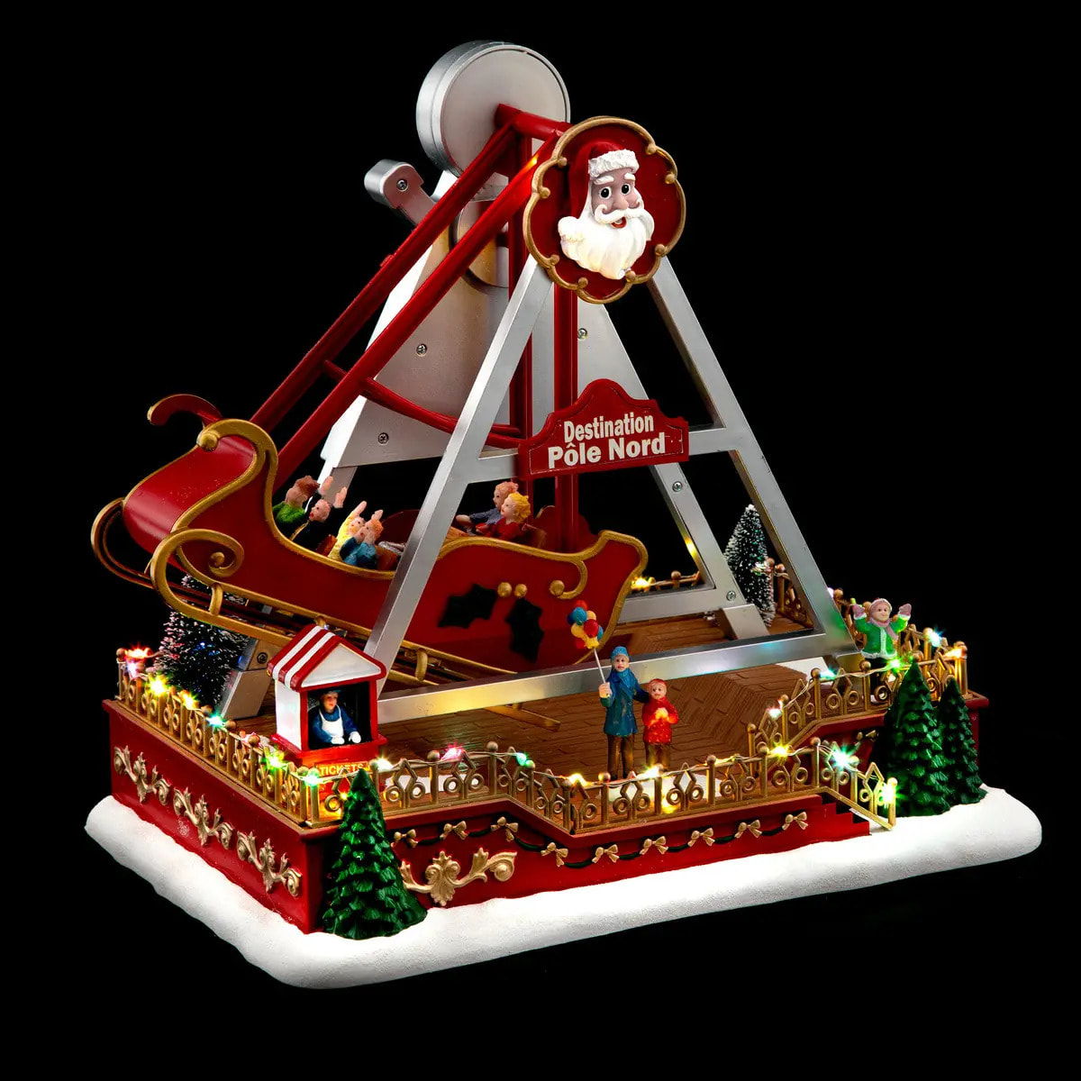 Village lumineux attraction bateau 41 LED H.33cm musical