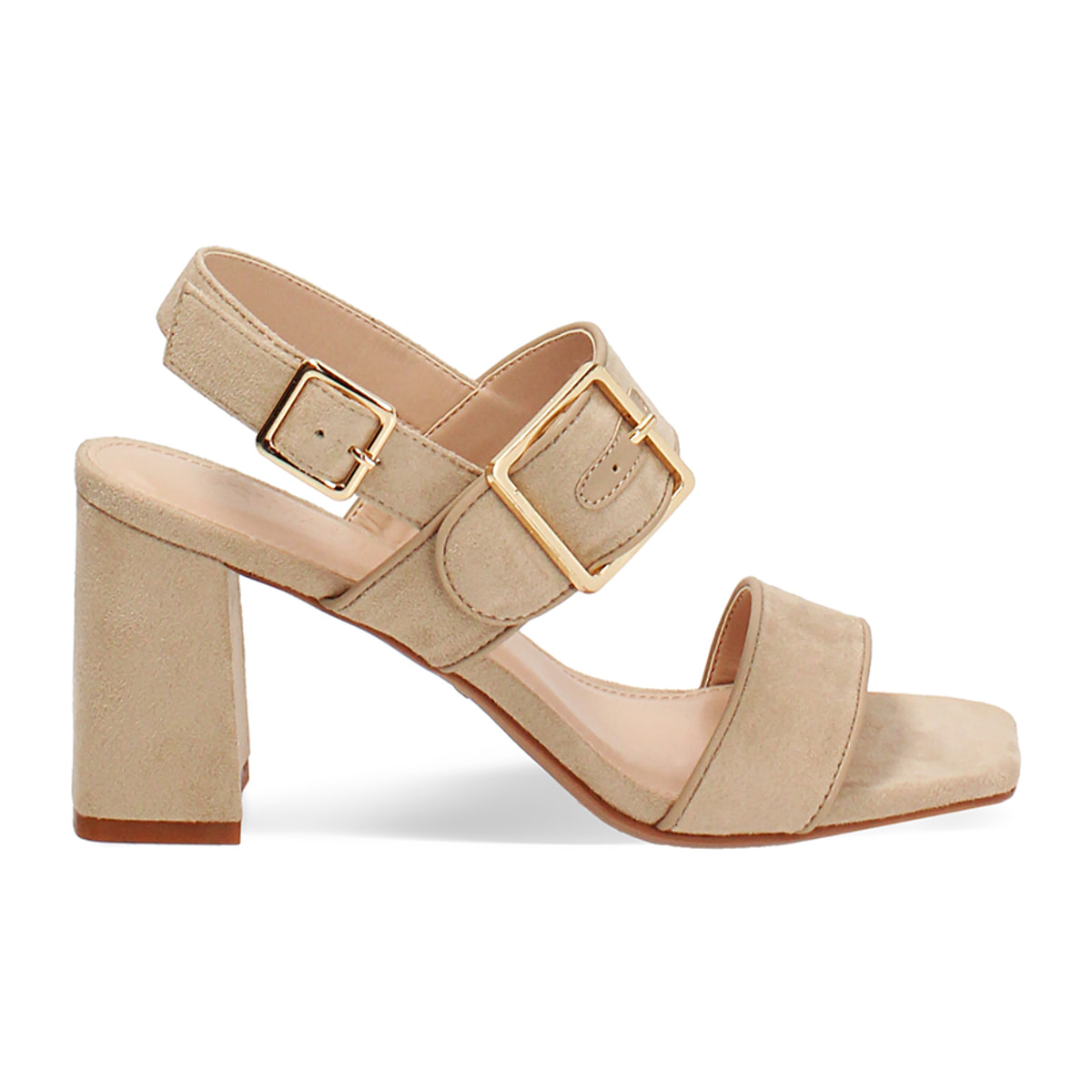 Sandalias beige con tacón de 7,5 cm