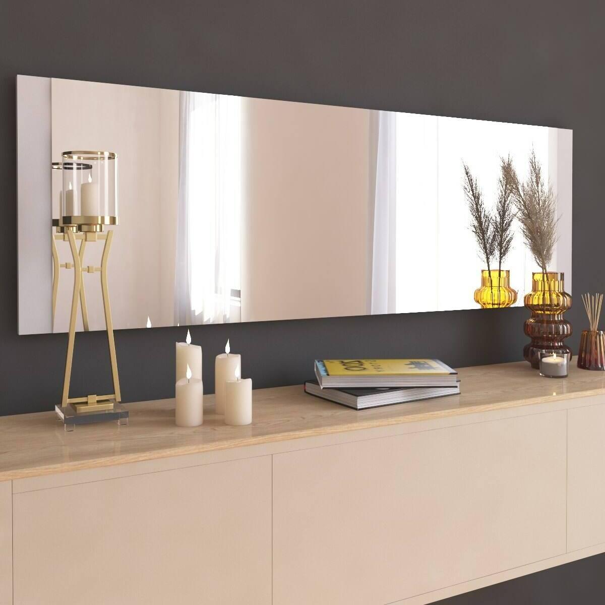 Specchio Dprenn, Specchiera, Articolo d'arredo a muro, Decorazione con specchio, 40x2h120 cm, Bianco