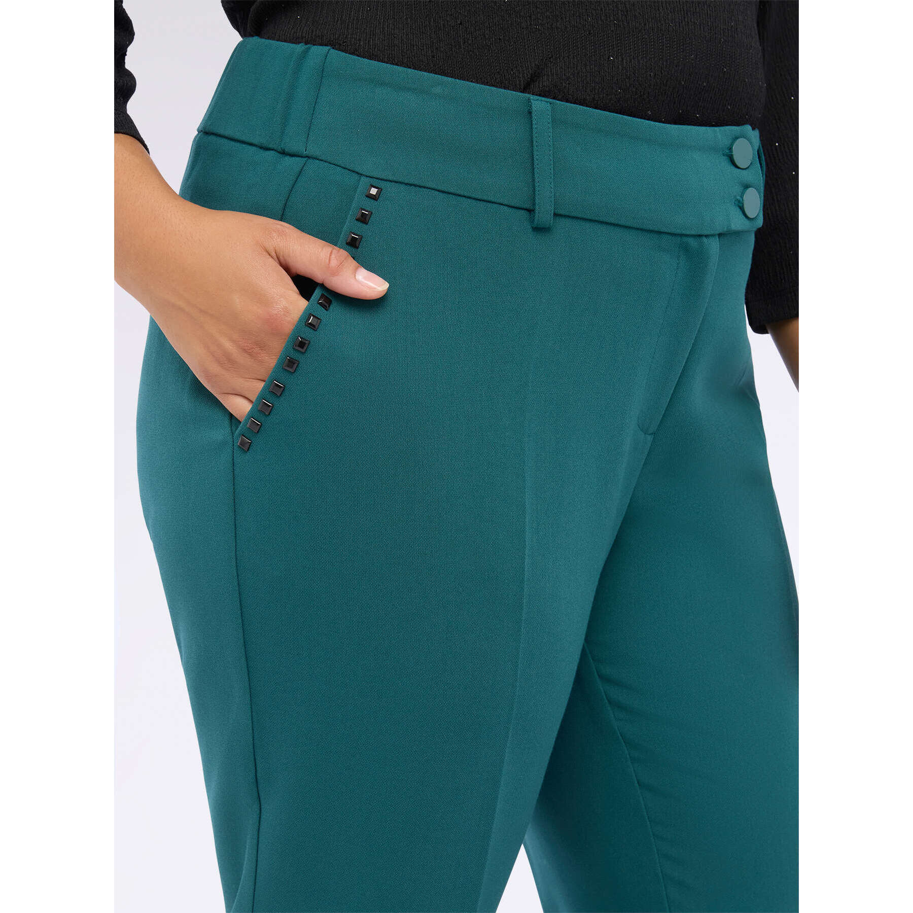 Fiorella Rubino - Pantalones carrot fit con tachuelas - Petrol Blue