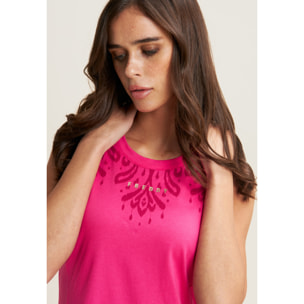 Vestito senza maniche in jersey con dettagli floreali