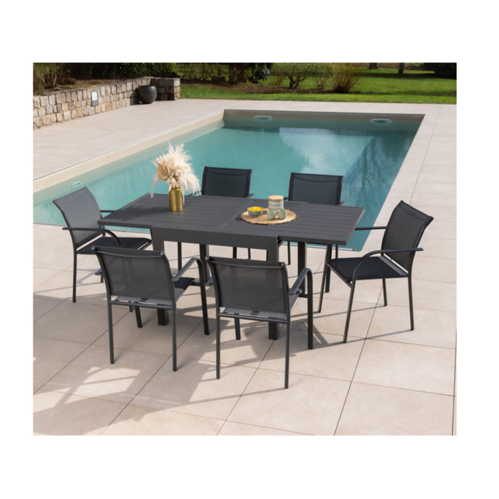 HONFLEUR BEZIERS - Ensemble table et chaises de jardin  - Gris Anthracite
