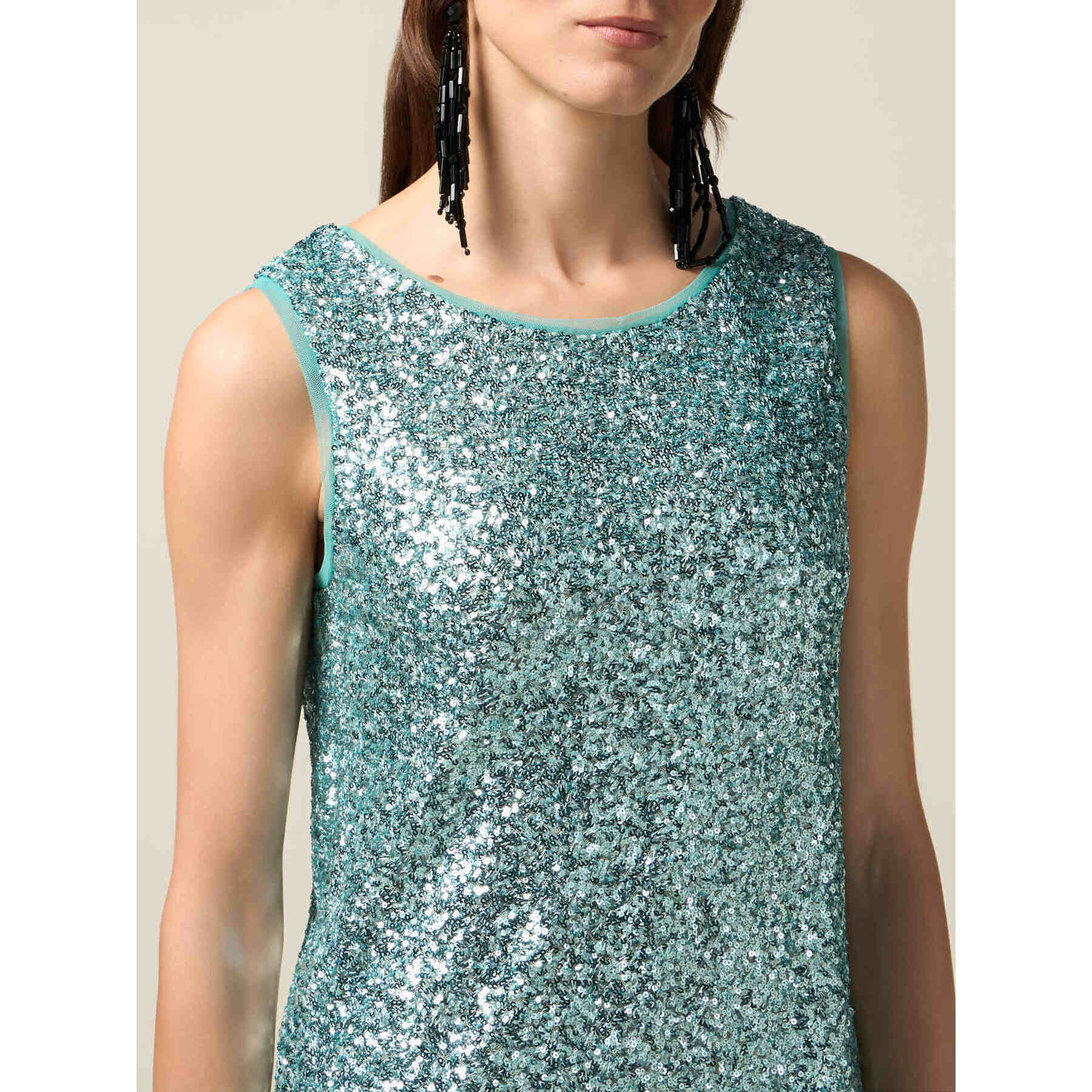 Oltre - Top de tul con lentejuelas - Light - blue