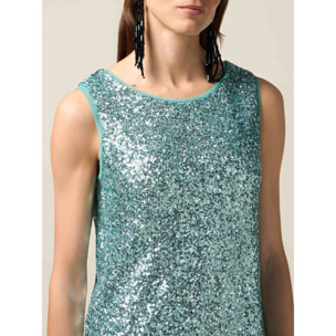 Oltre - Top de tul con lentejuelas - Light - blue