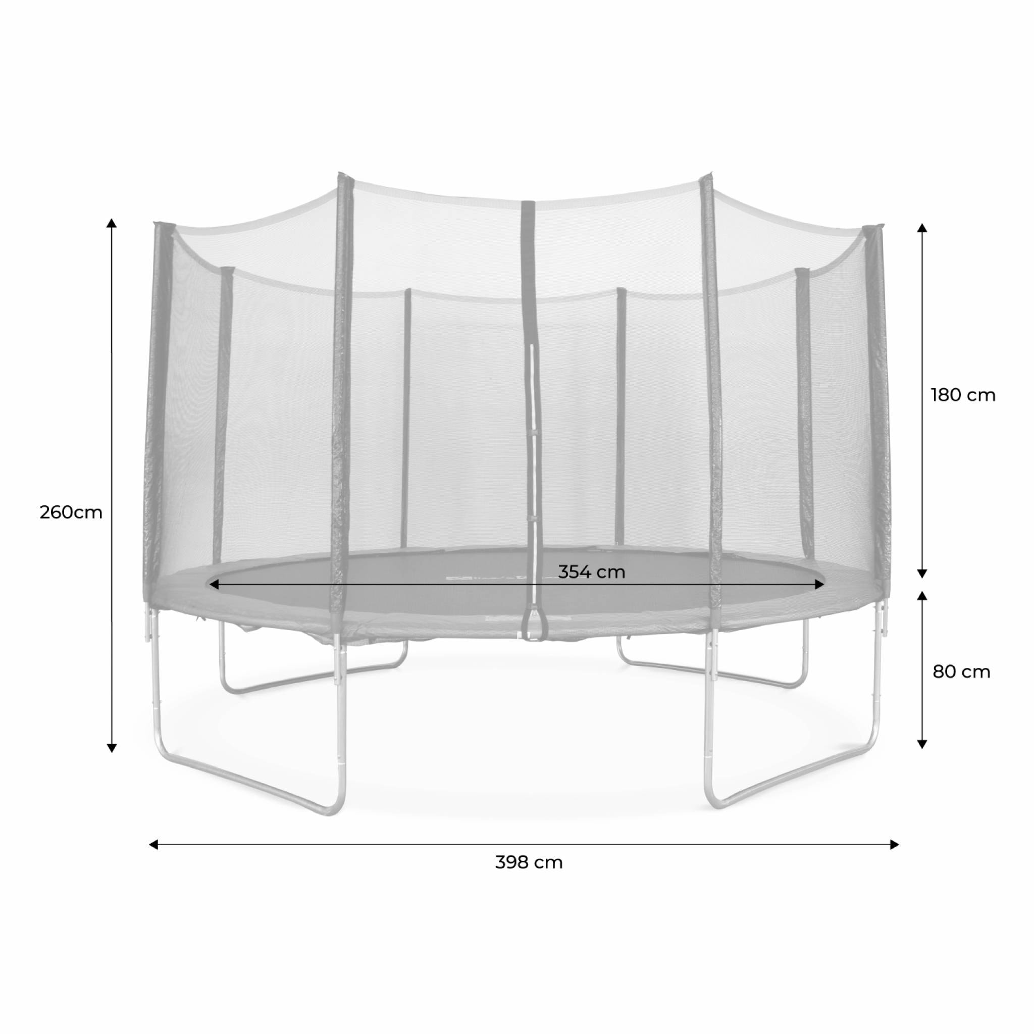 Trampoline 400cm gris avec filet de protection.  échelle. bâche. filet pour chaussures. kit d'ancrage  - Mercure XXL- Trampoline de jardin 400 cm 4m| Qualité PRO.|Normes EU.