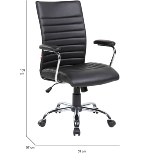 Sedia da ufficio Wollongong, Poltrona direzionale con braccioli, Sedia ergonomica da ufficio, 57x59h100/109 cm, Nero