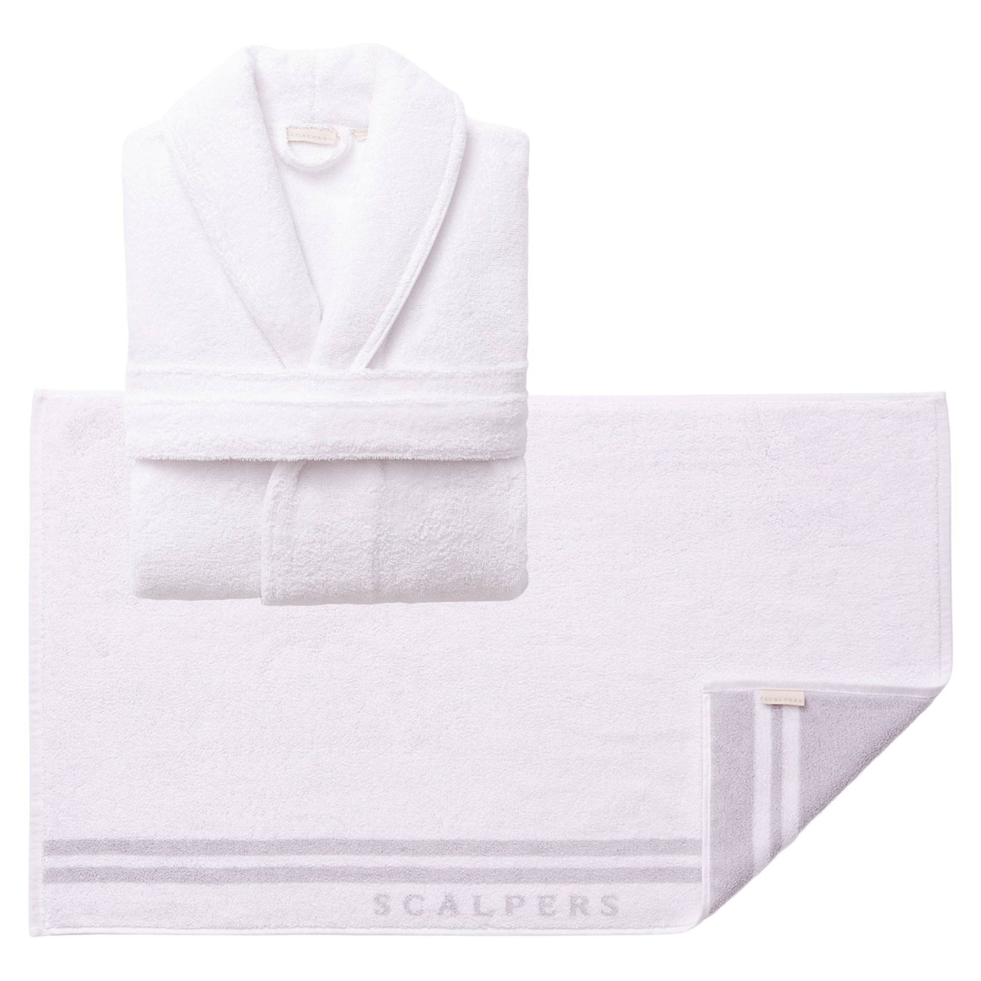 Set de albornoz l-xl 100% algodón blanco 360gsm + alfombrilla de baño 50x80cm scalpers home
