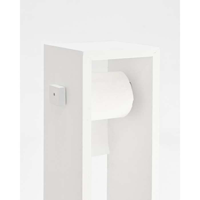 Porte-rouleau papier toilette sur pied en bois massif blanc 70x17cm Hauteur: 70 Longueur: 17 Largeur: 15