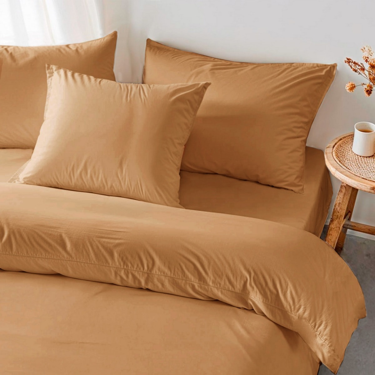 Taie d'oreiller ocre