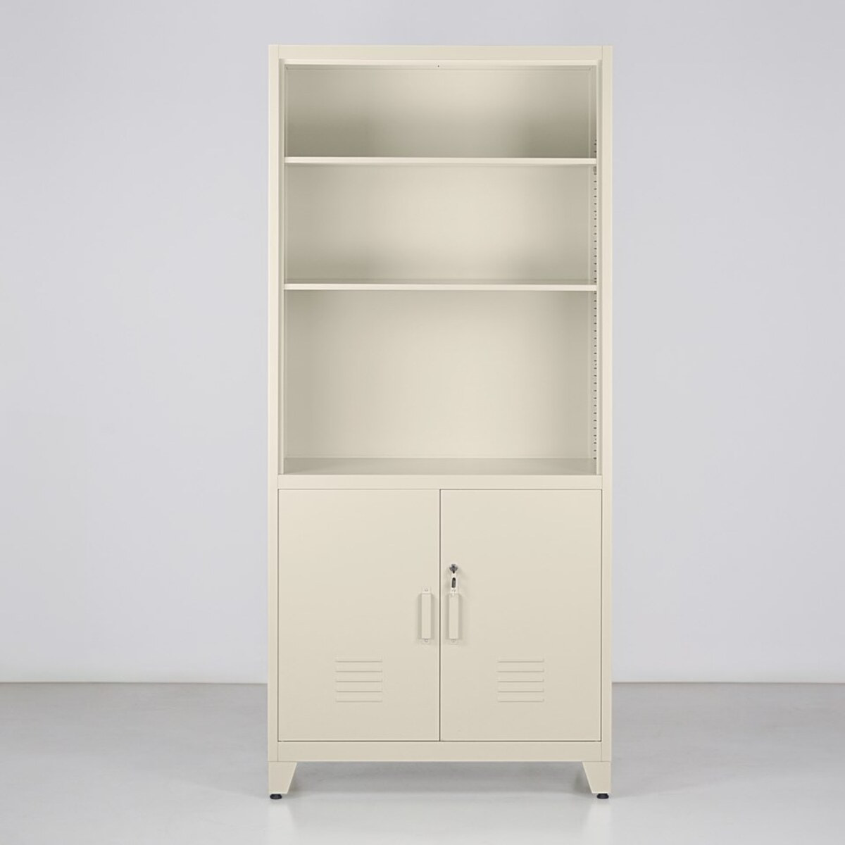Armadio ufficio con 2 ante e 5 ripiani avorio 85x45x190 cm - Yumi