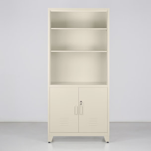Armadio ufficio con 2 ante e 5 ripiani avorio 85x45x190 cm - Yumi