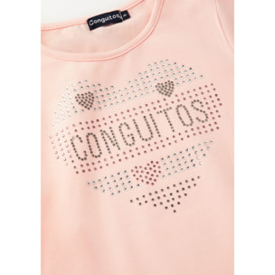 Camiseta Strass Rosa Corazón de Niña