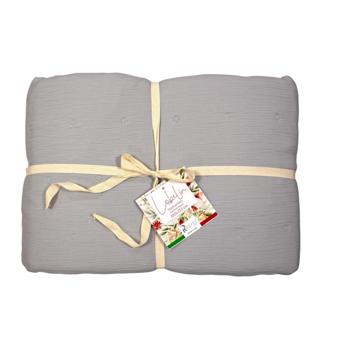 COPRILETTO LETTO MATRIMONIALE GRIGIO MEZZA STAGIONE TINTA UNITA EFFETTO STROPICCIATO