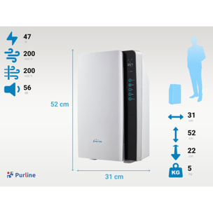 Purificador de aire con filtro HEPA, ionizador y 3 velocidades para superficies de 35m2 FRESH AIR 90 PURLINE