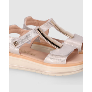 Sandalias de Piel - Platino - Tacón: 5 cm