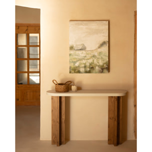 Cuadro beige y verde decorativo sobre algodón con bastidor de madera pintado a mano con pintura al óleo de varias medidas