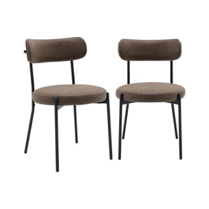 Lot de deux chaises métal et simili cuir marron L 47 x P 49 x H 76.5cm - Livia