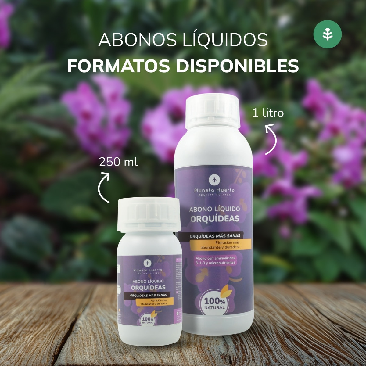 PLANETA HUERTO | Abono Líquido Orquídeas 1 Litro: Fertilizante Líquido Especializado para la Nutrición Completa de Orquídeas con Enfoque en Crecimiento y Floración Saludable